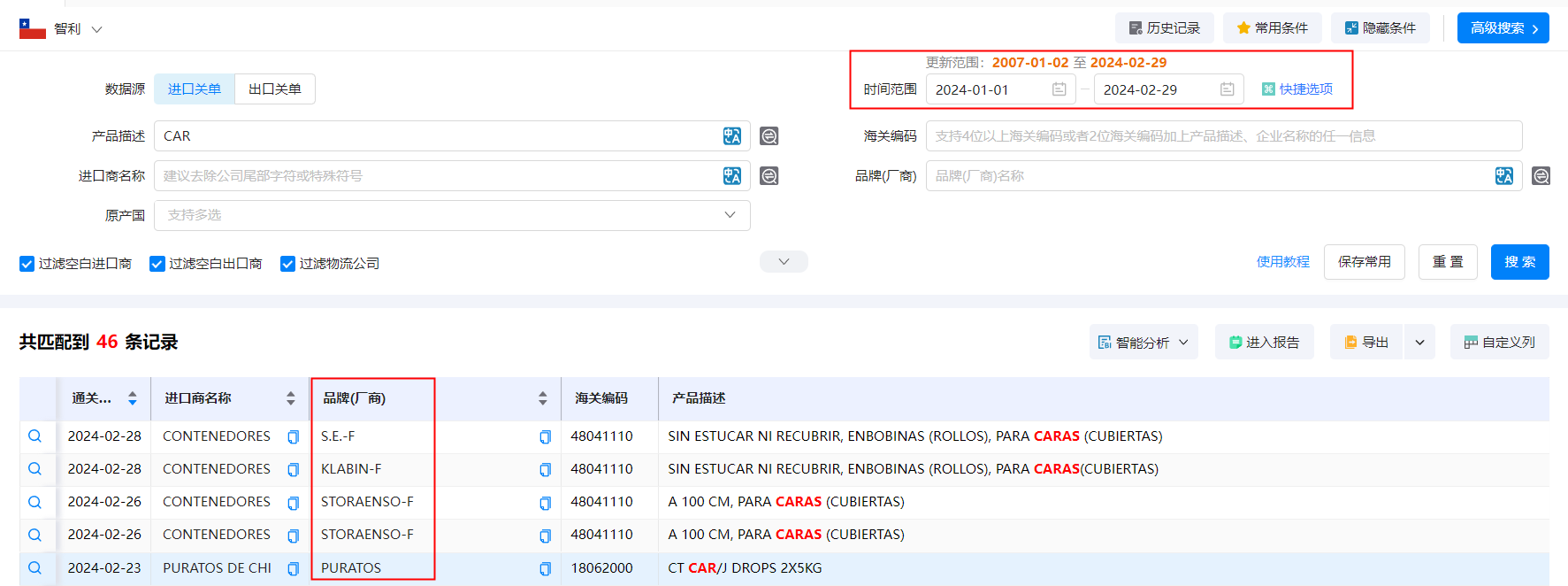 海关贸易数据,智利海关贸易数据,SG亚洲胜游智利海关贸易数据
